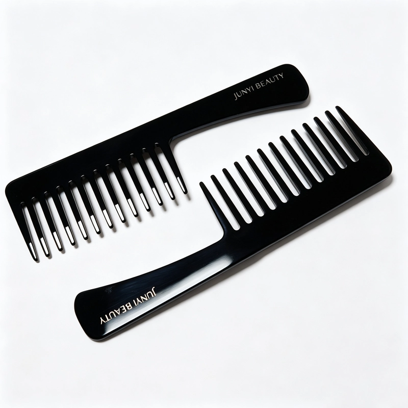 Glossy Black Wide-Tooth Handle Comb, 210x58mm - Image 3