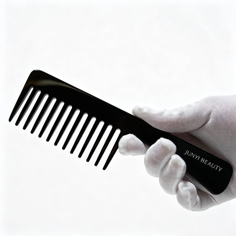 Glossy Black Wide-Tooth Handle Comb, 210x58mm - Image 4