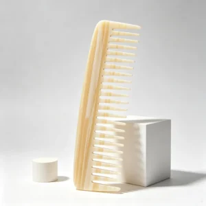 Wood-Grain Curved Wide-Tooth Hair Comb, 160x45mm