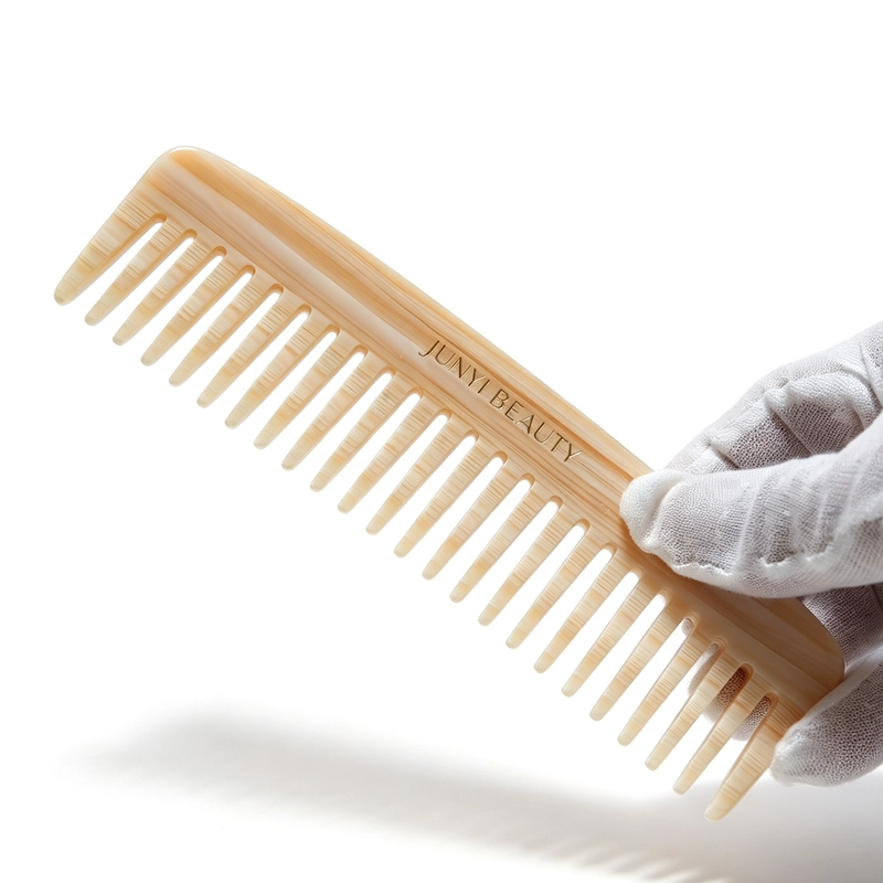 Wood-Grain Curved Wide-Tooth Hair Comb, 160x45mm - Image 3