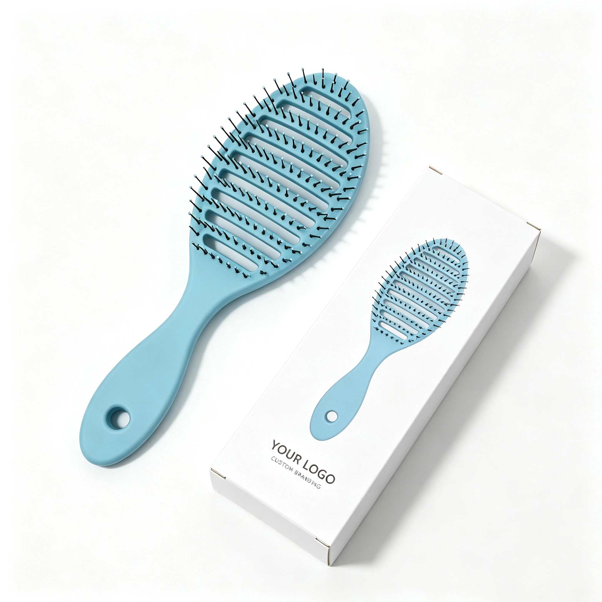 Pastel Blue Flexible Vented Detangling Hair Brush, 220x70mm - Image 3