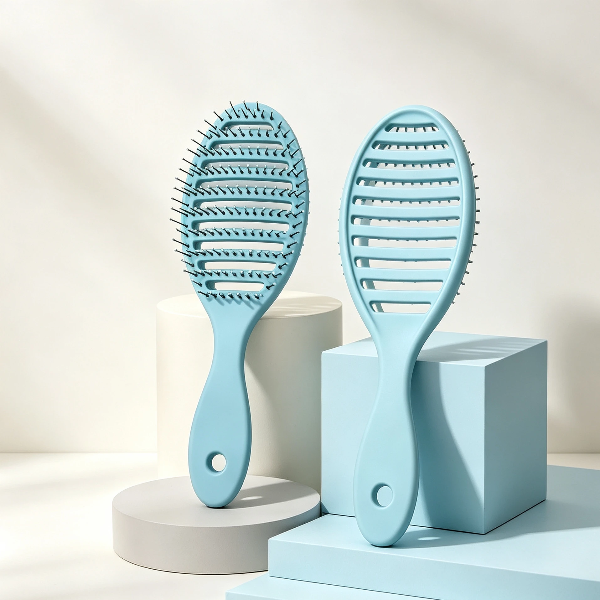 Pastel Blue Flexible Vented Detangling Hair Brush, 220x70mm