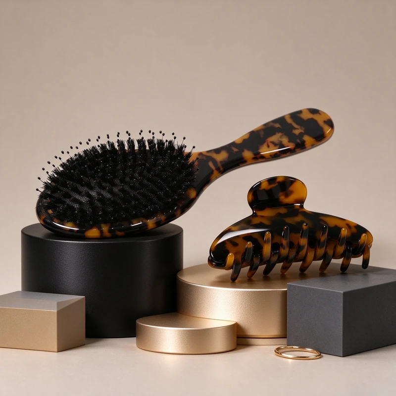Classic Tortoiseshell Acetate Oval Cushion Hairbrush, 210x65mm - view 4