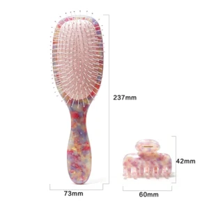 Pink Confetti Acetate Detangling Brush & Hair Claw Set