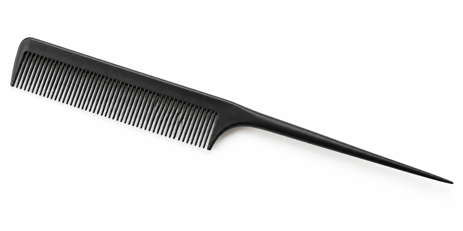 Fine-tooth twist comb with pointed sectioning tip shown for defining natural hair coils without frizz