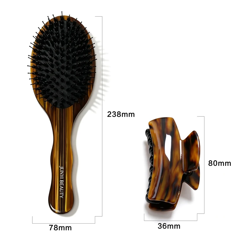 Amber Striped Acetate Hair Brush & Claw Clip Gift Set - view 2