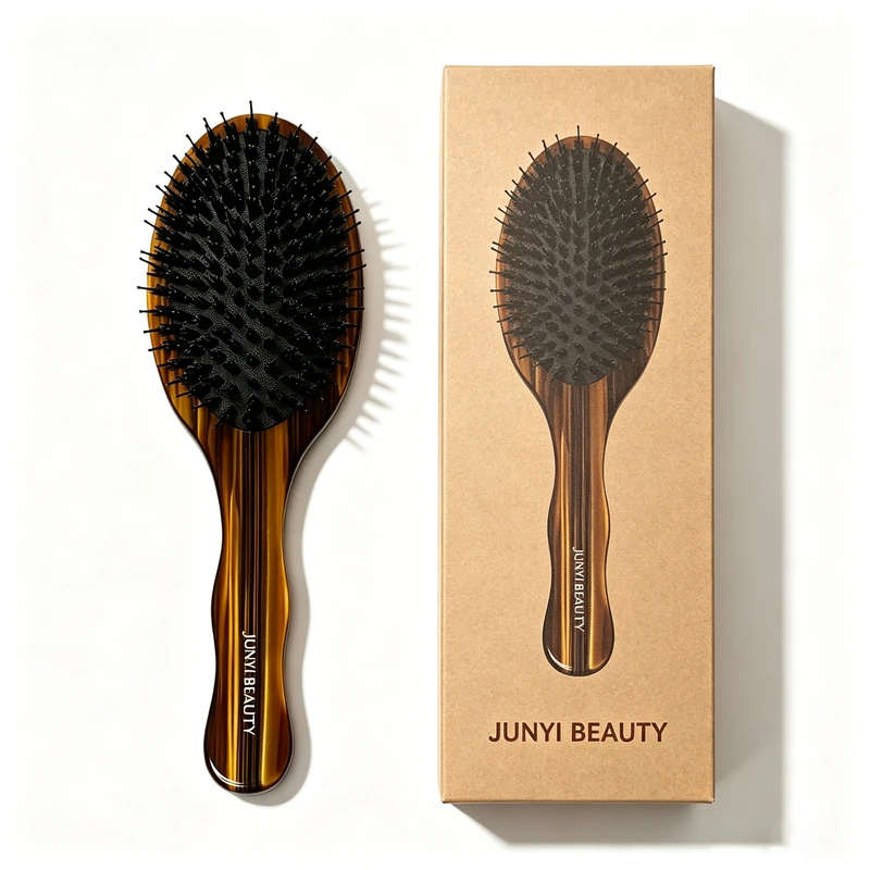 Amber Striped Acetate Oval Cushion Hair Brush, 238x78mm - view 4