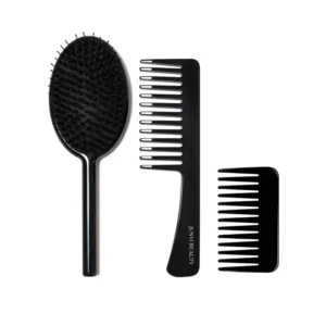 Glossy Black Acetate Hair Brush & Comb Set