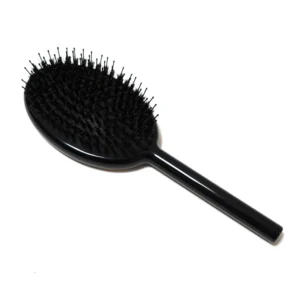 Glossy Black Acetate Oval Cushion Hair Brush, 235mm & 177mm