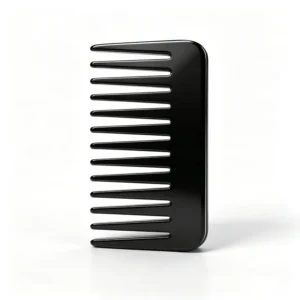 Glossy Black Acetate Pocket Wide-Tooth Comb, 100x58mm