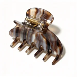 Marbled Brown Acetate Hair Claw, 69x41mm