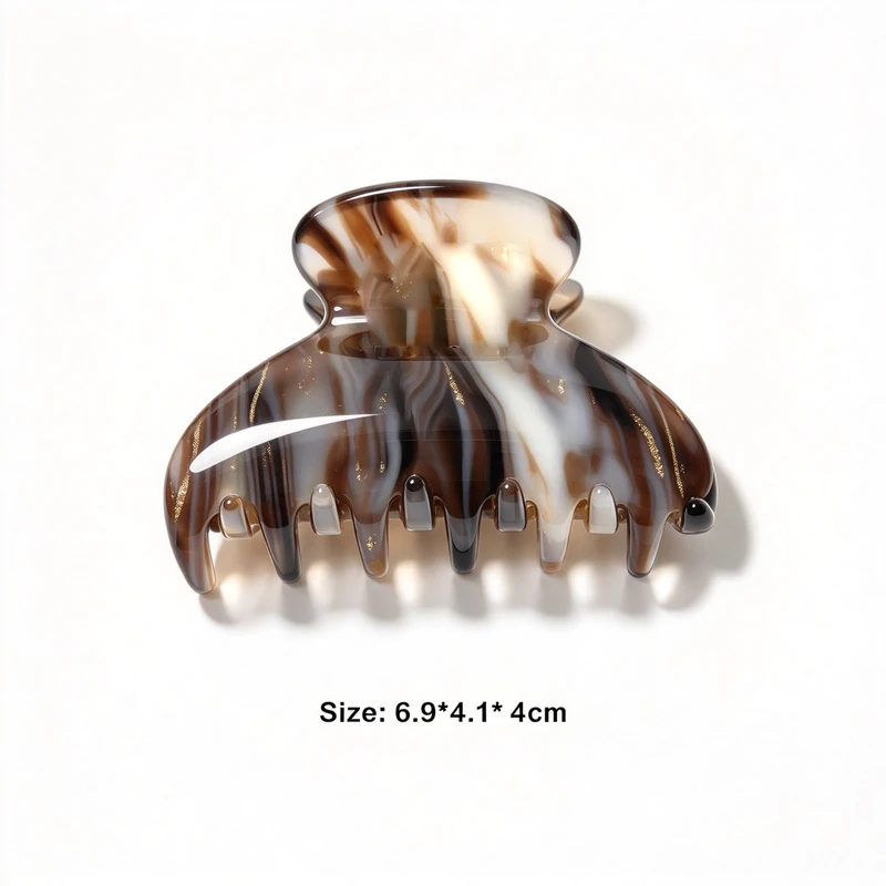 Marbled Brown Acetate Hair Claw, 69x41mm - view 2