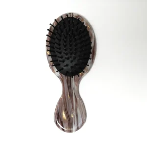 Marbled Brown Acetate Mini Cushion Hair Brush, 140x60mm