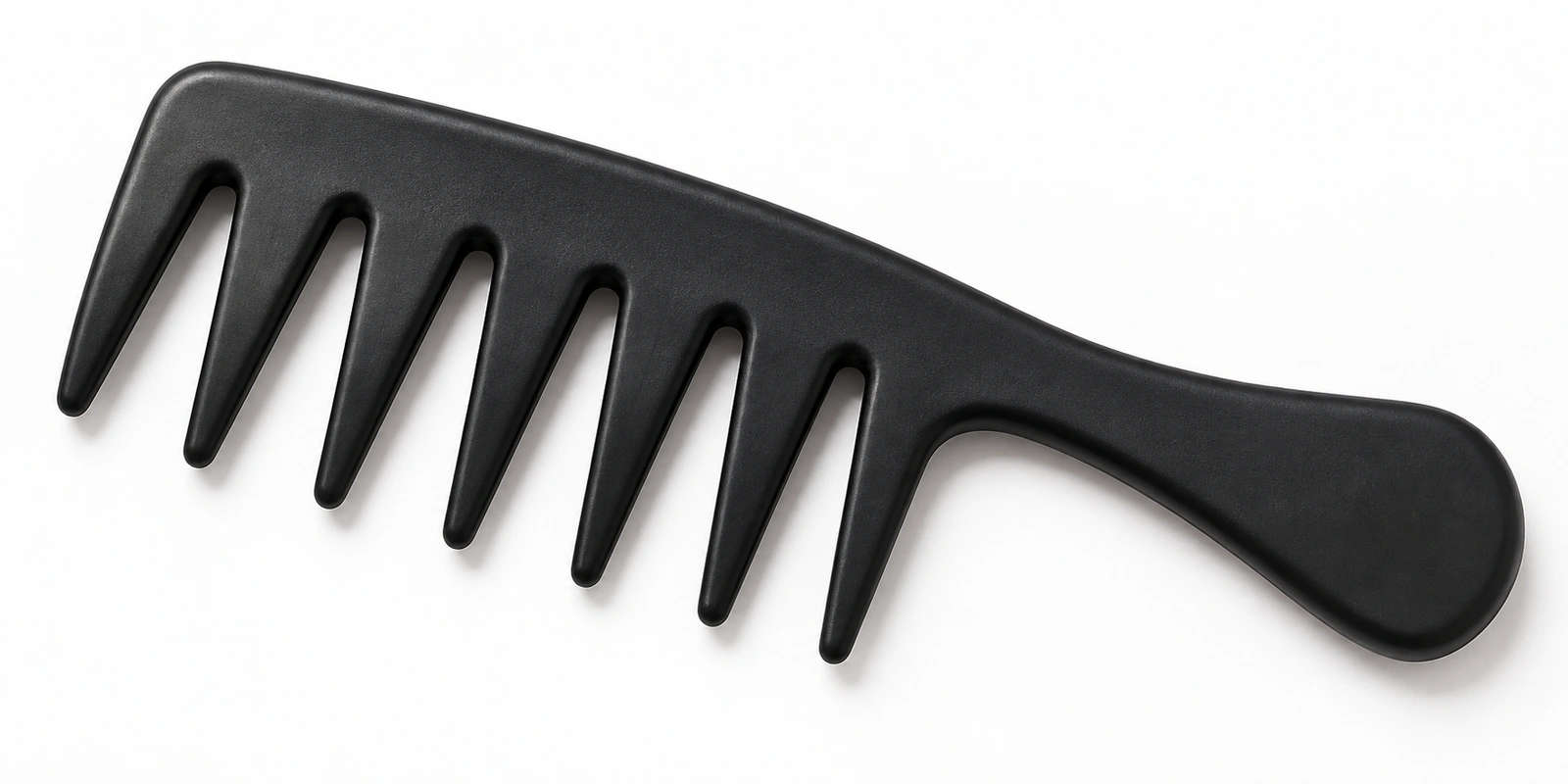 Shark tooth comb with extra-wide tapered teeth for detangling wet curly hair